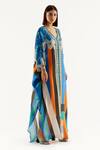 Rajdeep Ranawat_Multi Color Silk Geometric V Neck Verusha Print Kaftan_Online_at_Aza_Fashions