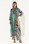 Buy_Rajdeep Ranawat_Multi Color , Satin, Kota Geometric Band Champa Print Tunic Pant Set_at_Aza_Fashions