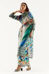 Rajdeep Ranawat_Multi Color , Satin, Kota Geometric Band Champa Print Tunic Pant Set_Online_at_Aza_Fashions