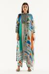 Buy_Rajdeep Ranawat_Multi Color , Satin, Kota Geometric Band Champa Print Tunic Pant Set_Online_at_Aza_Fashions
