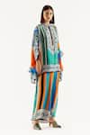Rajdeep Ranawat_Green Silk Geometric Band Collar Chanel Printed Tunic_Online_at_Aza_Fashions