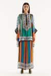 Rajdeep Ranawat_Green Silk Geometric Band Collar Chanel Printed Tunic_at_Aza_Fashions