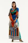 Buy_Rajdeep Ranawat_Multi Color Silk Printed Geometric Montijo Kaftan Tunic And Pant Set  _at_Aza_Fashions