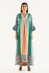 Rajdeep Ranawat_Multi Color Silk Banera Printed Kimono Tunic And Palazzo Set_Online_at_Aza_Fashions