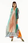 Buy_Rajdeep Ranawat_Multi Color Silk Printed Geometric Banera Kimono Tunic And Palazzo Set  _Online_at_Aza_Fashions