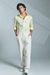 Buy_S&N by Shantnu Nikhil_Yellow Cotton Plain Slim Fit Shirt_at_Aza_Fashions