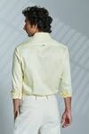 Shop_S&N by Shantnu Nikhil_Yellow Cotton Plain Slim Fit Shirt_at_Aza_Fashions