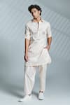 Buy_S&N by Shantnu Nikhil_Pink Cotton Embroidered Crest Kurta _at_Aza_Fashions