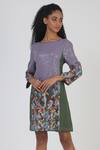 Buy_Geisha Designs_Purple Viscose Cacti Garden Sequin Shift Dress_Online_at_Aza_Fashions