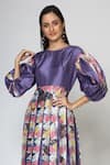 Buy_Geisha Designs_Purple Poly Dupion Rochella Striped Dress_Online_at_Aza_Fashions