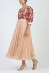 Buy_Geisha Designs_Peach Polyester Ruffle Midi Skirt_Online_at_Aza_Fashions