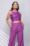 Buy_Kalakaari By Sagarika_Purple Silk Embellished Tassel Square Neck Shirt And Pant Set _Online_at_Aza_Fashions