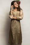 Buy_Turaja_Beige Pure Chanderi Embroidered Paisley Round Kurta _at_Aza_Fashions