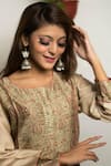 Shop_Turaja_Beige Pure Chanderi Embroidered Paisley Round Kurta _at_Aza_Fashions