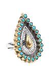 Sangeeta Boochra_Silver Plated Stones Handcrafted Teardrop Ring _Online_at_Aza_Fashions