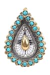 Shop_Sangeeta Boochra_Silver Plated Stones Handcrafted Teardrop Ring _Online_at_Aza_Fashions