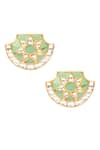 Shop_Sangeeta Boochra_Gold Plated Stones Handcrafted Floral Carved Studs _at_Aza_Fashions