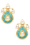 Shop_Sangeeta Boochra_Gold Plated Stones Handcrafted Teardrop Studs _at_Aza_Fashions
