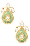 Shop_Sangeeta Boochra_Gold Plated Stones Handcrafted Teardrop Studs _at_Aza_Fashions