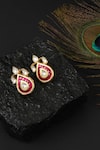 Buy_Sangeeta Boochra_Gold Plated Stones Handcrafted Teardrop Studs _at_Aza_Fashions