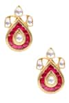 Shop_Sangeeta Boochra_Gold Plated Stones Handcrafted Teardrop Studs _at_Aza_Fashions