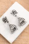 Buy_Sangeeta Boochra_Silver Plated Handcrafted Carved Jhumkas _at_Aza_Fashions