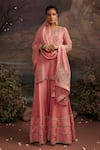 Ajiesh Oberoi Pink Dupion Silk And Organza Gota Patti, Rabiya Embroidered Kurta Sharara Set Online at Aza Fashions Ajiesh Oberoi_Pink Dupion Silk And Organza Gota Patti, Rabiya Embroidered Kurta Sharara Set _Online_at_Aza_Fashions