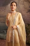 Shop_Ajiesh Oberoi_Gold Dupion Silk And Organza Embroidery Gota Patti Round Rabiya Kurta Sharara Set _Online_at_Aza_Fashions