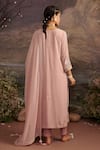 Shop_Ajiesh Oberoi_Pink Georgette And Rayon Beads & Sequin, Gota Charul Embroidered Kurta Pant Set _at_Aza_Fashions