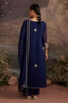 Shop_Ajiesh Oberoi_Blue Georgette And Rayon Embroidery Gota Patti Round Charul Kurta Pant Set _at_Aza_Fashions