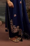 Buy_Ajiesh Oberoi_Blue Georgette And Rayon Embroidery Gota Patti Round Charul Kurta Pant Set _Online_at_Aza_Fashions