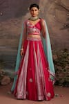 Ajiesh Oberoi_Pink Dupion Silk And Organza Beads & Sequin, Saundarya Embroidered Lehenga Set _Online_at_Aza_Fashions