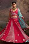 Buy_Ajiesh Oberoi_Pink Dupion Silk And Organza Beads & Sequin, Saundarya Embroidered Lehenga Set _Online_at_Aza_Fashions