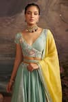 Buy_Ajiesh Oberoi_Green Dupion Silk And Organza Beads & Sequin, Saundarya Embroidered Lehenga Set _Online_at_Aza_Fashions