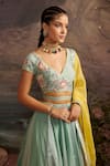 Shop_Ajiesh Oberoi_Green Dupion Silk And Organza Beads & Sequin, Saundarya Embroidered Lehenga Set _Online_at_Aza_Fashions