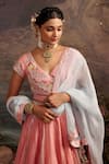 Buy_Ajiesh Oberoi_Pink Dupion Silk And Organza Beads & Sequin, Saundarya Embroidered Lehenga Set _Online_at_Aza_Fashions