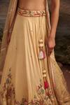 Ajiesh Oberoi_Gold Dupion Silk And Organza Embroidery Thread Sweetheart Sunehri Lehenga Set _at_Aza_Fashions