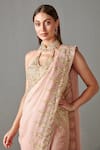 Buy_Rabani & Rakha_Pink Foil Chiffon Embroidered Sequin Work Zainab Saree With Blouse  _Online_at_Aza_Fashions