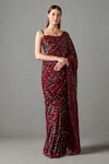 Buy_Rabani & Rakha_Red Georgette Sequins Work Sweetheart Neck Zainab Saree With Blouse _at_Aza_Fashions