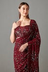 Buy_Rabani & Rakha_Red Georgette Sequins Work Sweetheart Neck Zainab Saree With Blouse _Online_at_Aza_Fashions