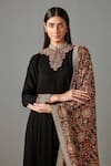 Buy_Rabani & Rakha_Black Georgette Embroidered Sequins Band Collar Rania Kurta Set  _Online_at_Aza_Fashions