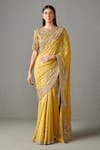 Buy_Rabani & Rakha_Yellow Georgette Cutdana , Zardozi Zainab Embroidered Saree With Blouse _at_Aza_Fashions