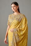 Buy_Rabani & Rakha_Yellow Georgette Cutdana , Zardozi Zainab Embroidered Saree With Blouse _Online_at_Aza_Fashions