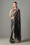 Rabani & Rakha_Black Chiffon Embroidered Sequin Work Zainab Saree With Blouse  _Online_at_Aza_Fashions