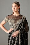 Buy_Rabani & Rakha_Black Chiffon Embroidered Sequin Work Zainab Saree With Blouse  _Online_at_Aza_Fashions