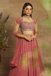 Shop Awigna Pink Georgette Floral Motifs Sweetheart Neck Taahira Embroidered Lehenga Set at Aza Fashions Shop_Awigna_Pink Georgette Floral Motifs Sweetheart Neck Taahira Embroidered Lehenga Set_at_Aza_Fashions