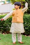 Missprint_Yellow Chanderi Nehru Jacket For Boys_Online_at_Aza_Fashions