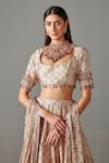 Buy_Rabani & Rakha_Beige Dupion Printed Floral Motifs Scoop Neckline Bridal Lehenga Set _Online_at_Aza_Fashions