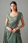 Buy_Rabani & Rakha_Green Georgette Printed Floral Motifs Tiered Lehenga Saree With Blouse _Online_at_Aza_Fashions