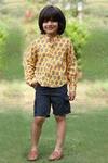 Buy_Minime Organics_Yellow Block Print Shirt For Boys_at_Aza_Fashions
